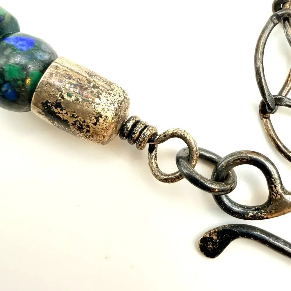Jay King DTR Sterling Azurite Malachite Graduated Bead Necklace 18